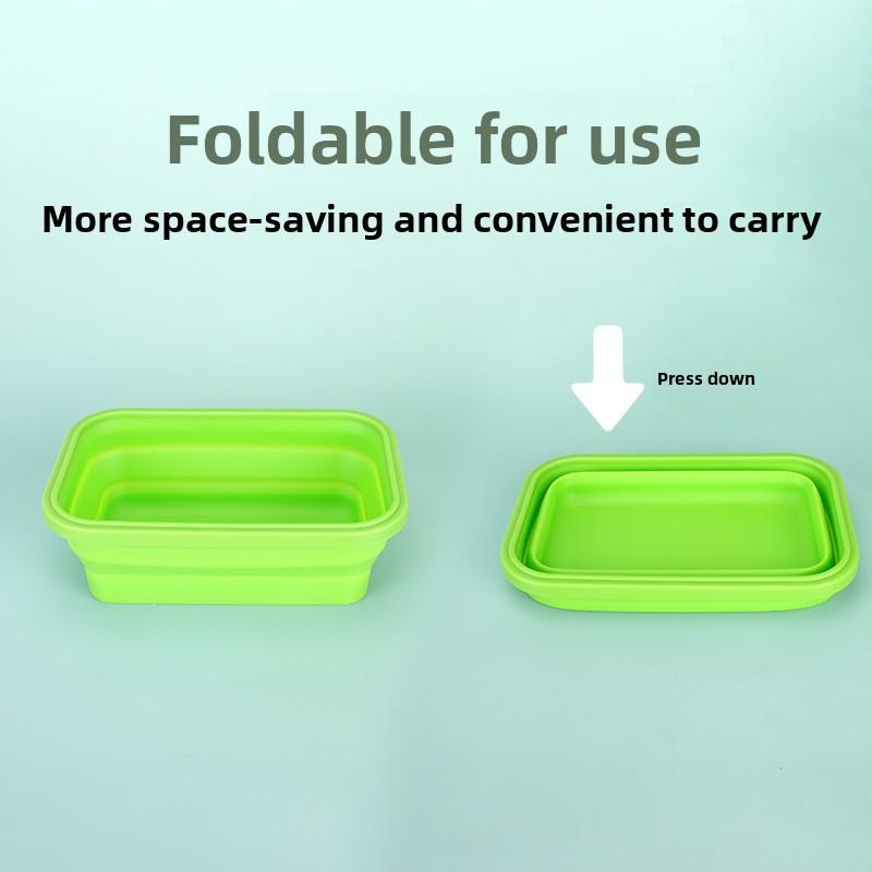 Silicone lunch box, foldable microwave silicone lunch box, refrigerator storage box, food preservation box, outdoor foldable lunch box