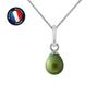 Pendant - - Genuine Cultured Pearl 5-6 Mm - White Gold - Silver Chain 42 Cm - Women