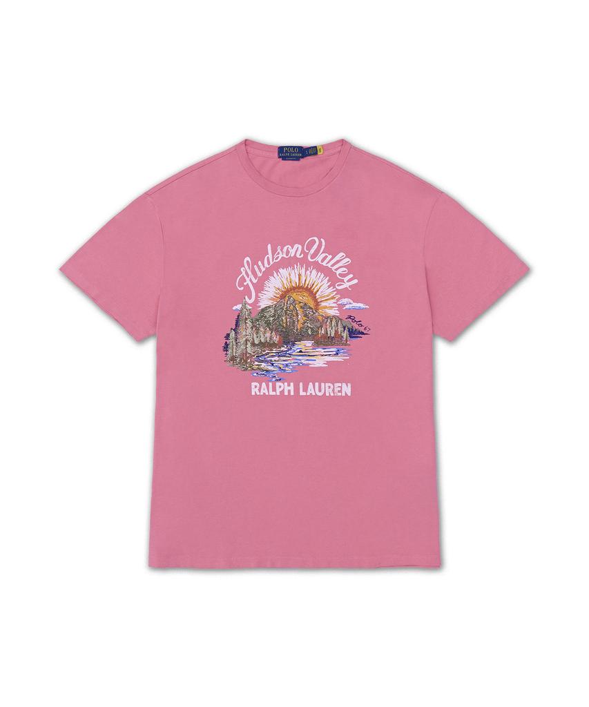 POLO RALPH LAUREN Классический крой Хлопковая футболка с графическим принтом - Красная