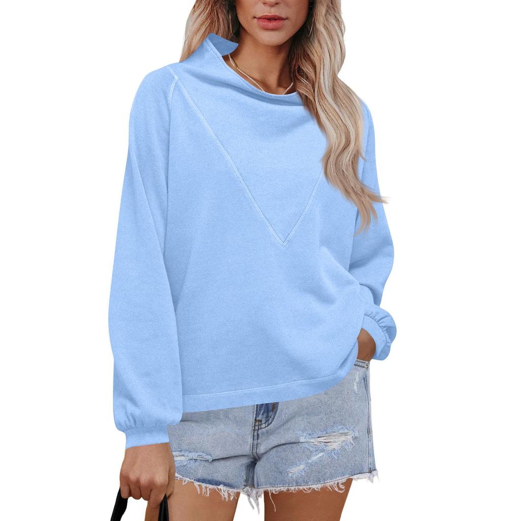 Женский модный пуловер с длинными рукавами и однотонный свитшот