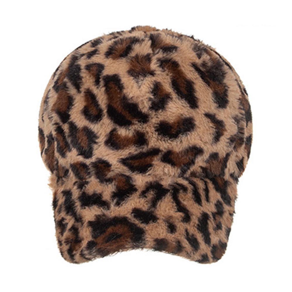 Autumn Winter Women's Warm Leopard Print Hat Fashion Casual Plush Baseball Cap Cute Furry Hat Women.