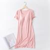 Modal Night Gown with Chest Pad Short Sleeve Nightdress Pajamas Bra-free Thin Large Size Ruffle Sleeping Dress for Women Summer