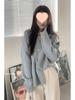 Stylish Women's V-Neck Knit Cardigan: Spring Lazy Style Sweater Coat with Thickened Inner Layer