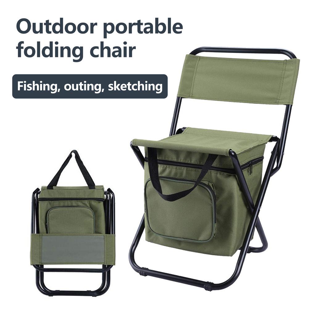 Портативный складной стул-холодильник для отдыха на природе 3 в 1, стул для кемпинга, рыбалки со спинкой