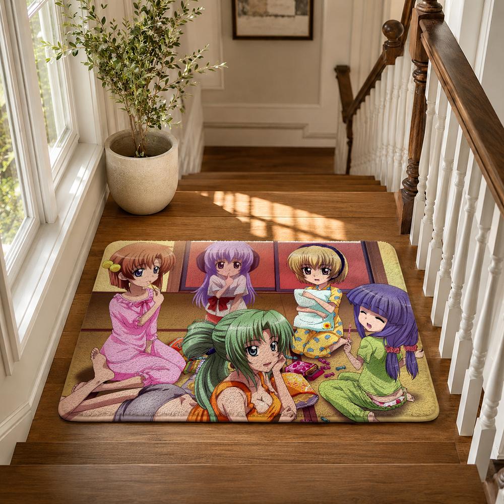 H-Higurashi When They Cry Аниме Коврик для пола Фланелевый Нескользящий Моющийся Мягкий Впитывающий Ковер Для Ванной Кухни Спальни Домашний Декор