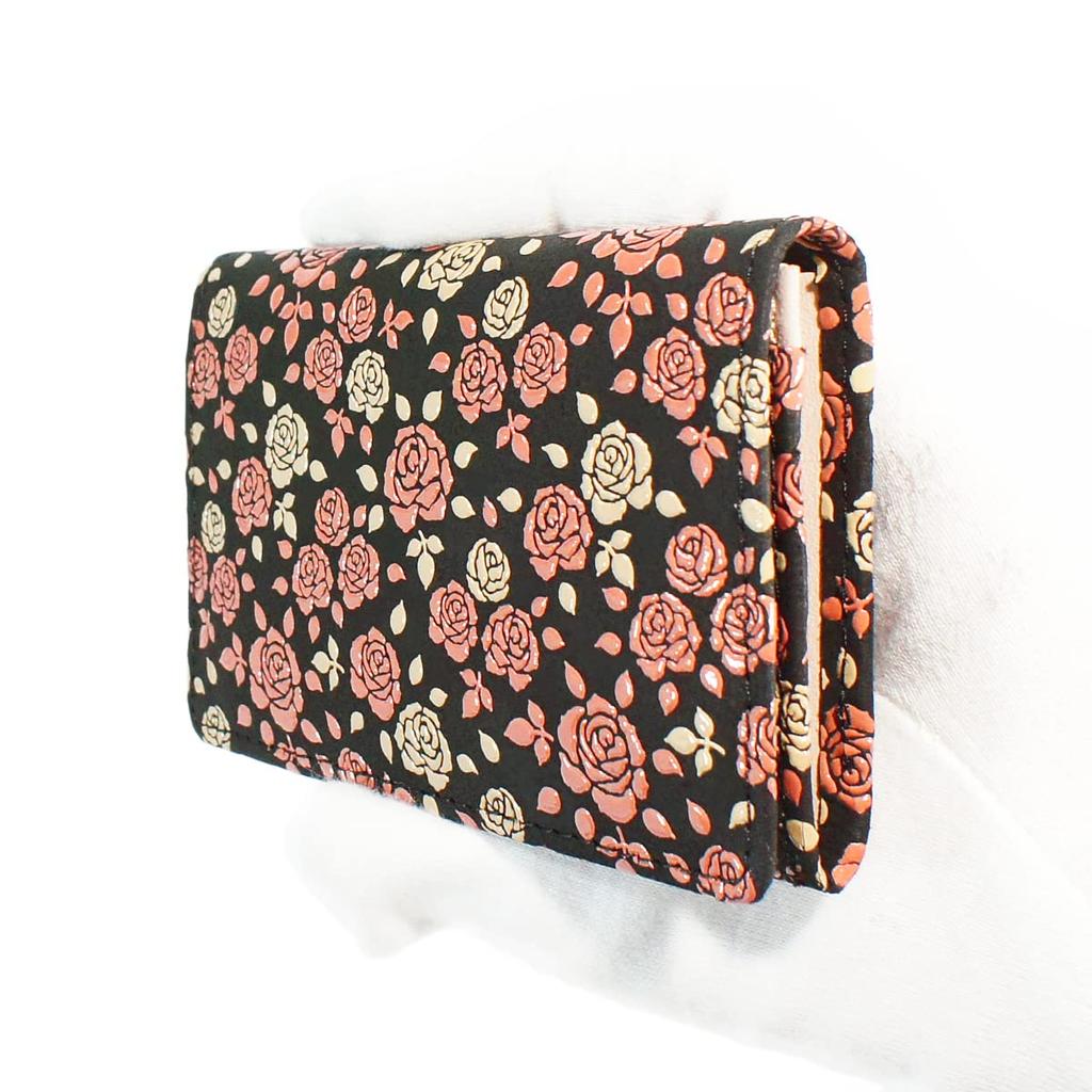 Футляр для визиток Inden большой вместимости из оленьей кожи Kaguwa Rose Petite черный x белый розовый лак 8412 [Indenya]