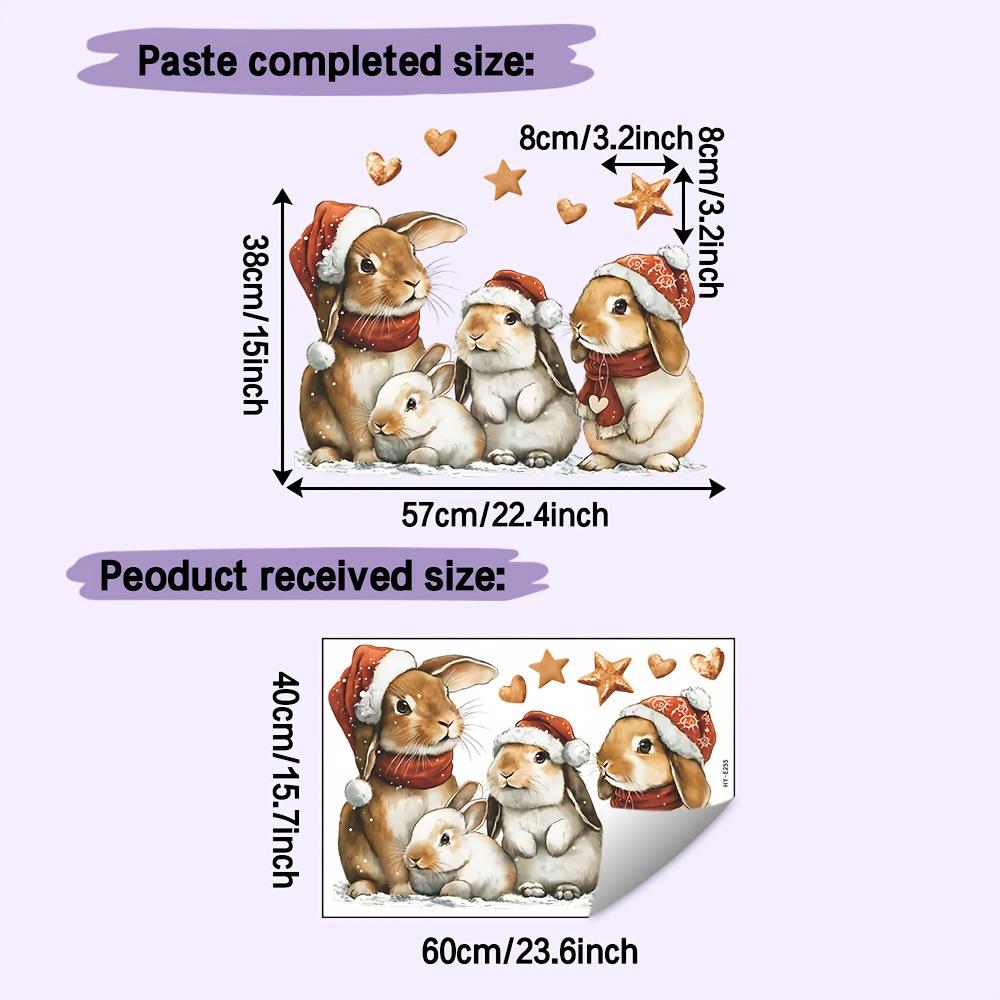 1 шт. Рождественская наклейка с дизайном кролика - Съемная водонепроницаемая наклейка для настенного искусства, украшения комнаты, эстетика декора комнаты