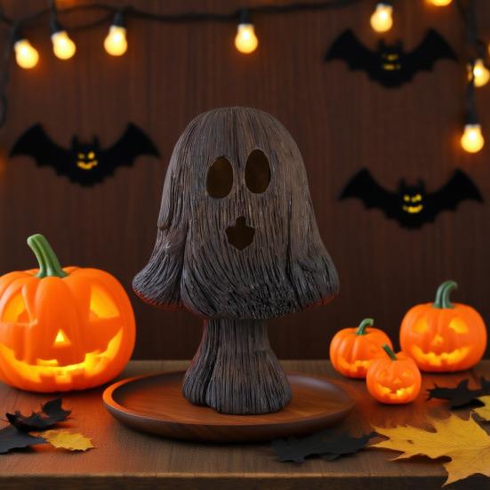 Halloween Mushroom Light Spooky Ghost Mushroom Night Light Resin Table Lamp