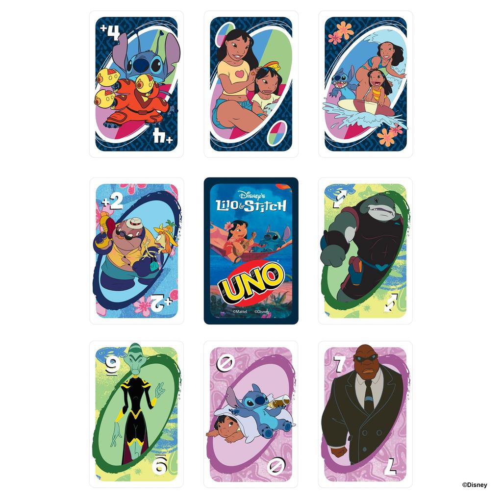 Mattel Games UNO Лило Стич Принадлежности для вечеринки Карта 112 для возраста 7 и JCC10 & Игра, Карты, 2-10 игроков, Вверх, Синий,