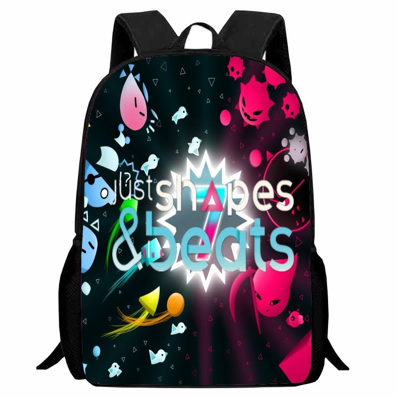 Школьная сумка с принтом «Ритм фигур» Just Shapes & Beats, Мультяшный активный рюкзак для мужчин и женщин