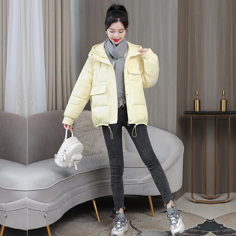 Осень-зима, утепленная теплая парка, женская повседневная однотонная свободная куртка с большим карманом и капюшоном, куртки с хлопковой подкладкой, верхняя одежда
