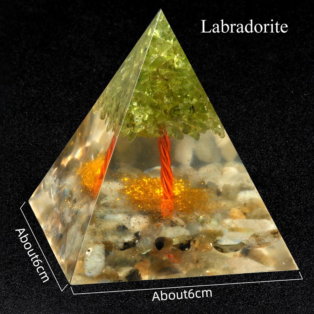 1 шт. Пирамида из натуральной каменной крошки, декоративная, Рейки, целебные камни, предметы интерьера, пирамида Древо жизни, настольный декор для дома, украшения, подарки на удачу