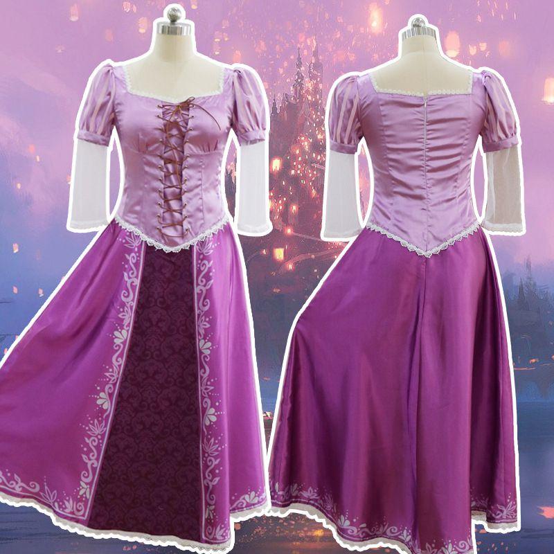 Elegant Adult Fairytale Princess Tangled Rapunzel Cosplay Costume For Halloween Parties