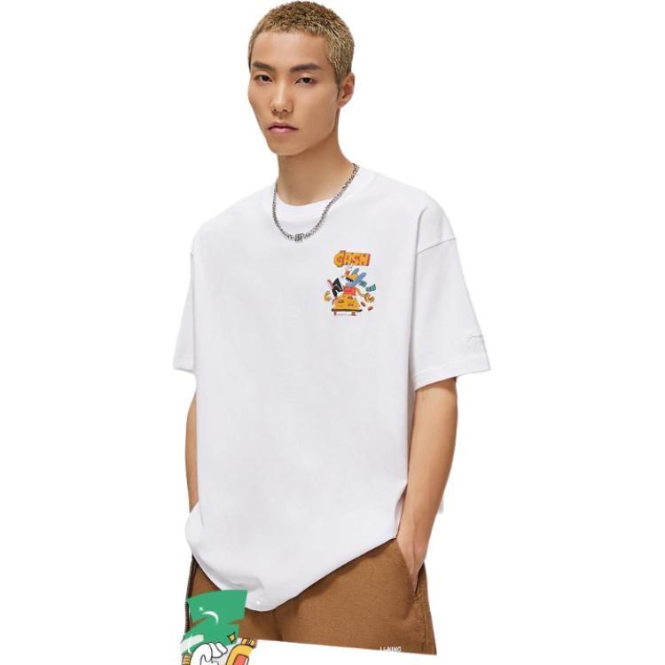 Футболки Li Ning Унисекс Белые С Круглым Вырезом Умеренный Прямой Крой AHST027-4