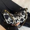 New Fashion Small Bag Women's Foreign Style Cow Pattern Croissant Niche Design Single Shoulder Messenger Bag Tide