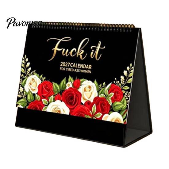 Office Desk Accessory Cute Puppy Calendar 2027, English Pet Theme Coil Bound Planner Event Reminder Notebook with Thick Paper, Home School Decor, Gift