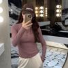 Женский белый топ Lulu с длинным рукавом и воротником-поло, приталенный - Весенний базовый слой