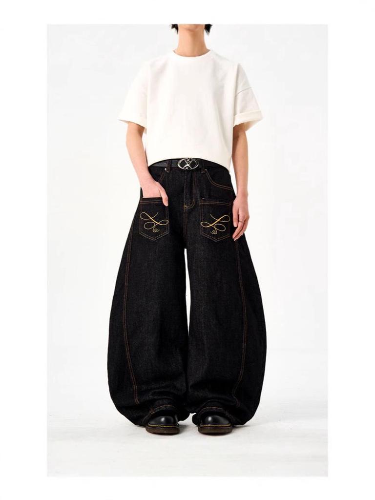 2025 Унисекс Ретро Вышитые Джинсы Деним Широкие Штанины - Защита от Проколов и Повседневный Стиль Коса