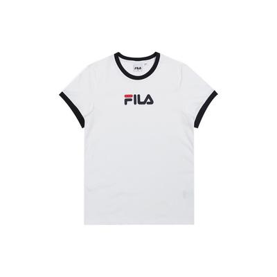 Fila Женская футболка с круглым вырезом, коротким рукавом и принтом логотипа-буквы, белая FS2RSD2151F-OWH