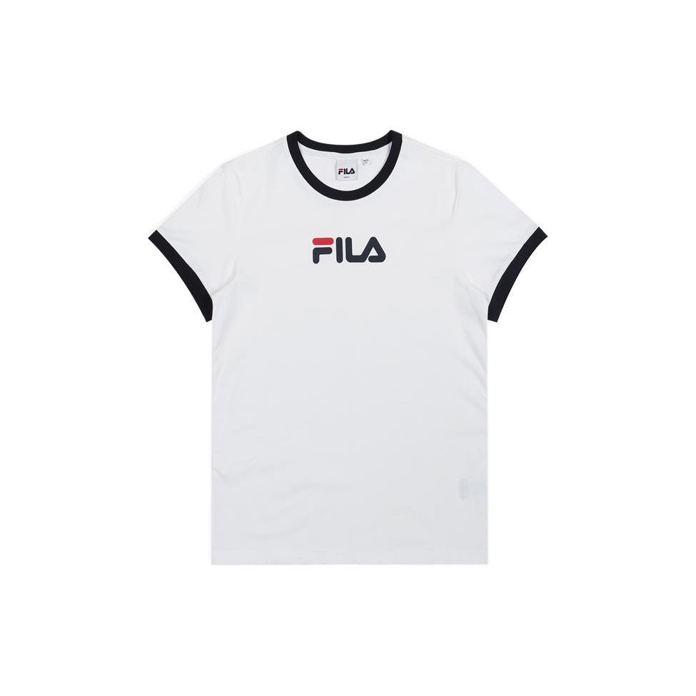 Fila Letter Logo Printed Round Neck Short Sleeve T-Shirt Women T-Shirt White FS2RSD2151F-OWH