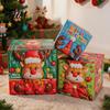 Reusable Holiday Display Sets 3Pcs Christmas Stackable Gift Box, Layered Cube Plastic Boxes with Santa Small Trinket Organizer Snowman Reindeer,