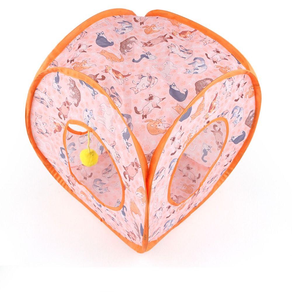 Printed Cat Play Tunnel Foldable Cat Channel Universal Cat Tent Nest Interactive Fun Toy