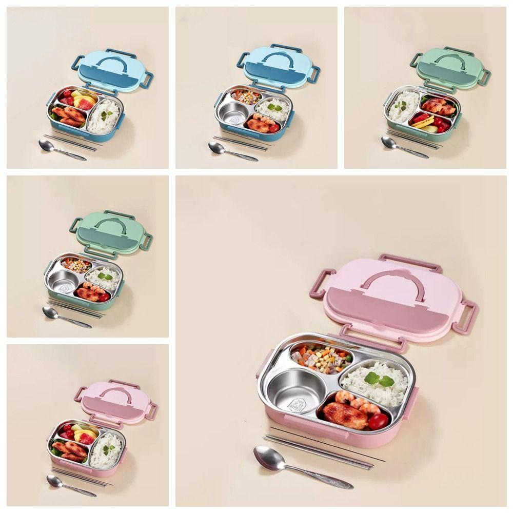 Insulated 4 Compartment Lunch Box Sealed Divided Food Storage Container  Student