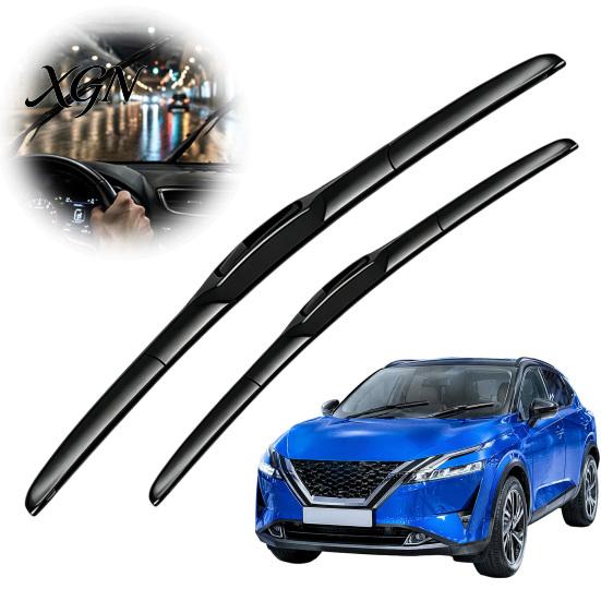 High Elastic Natural Rubber Wipers 2Pcs Wiper Blades Set for Nissan Qashqai J12 2021-2024, 17/26 Noise Free Front Inch Wipers, Beamless Quiet