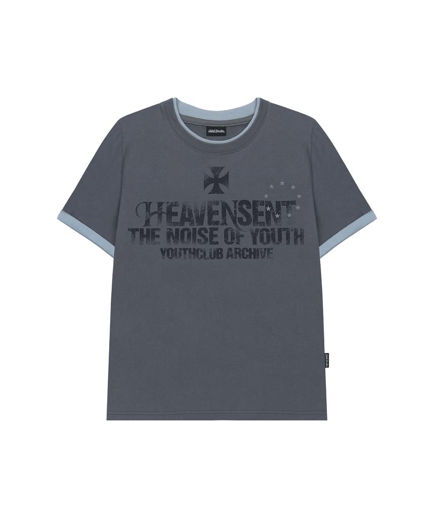 ODDSTUDIO Футболка с цветными слоями и эффектом скручивания 'Heaven Scent' - Магнитный Серый