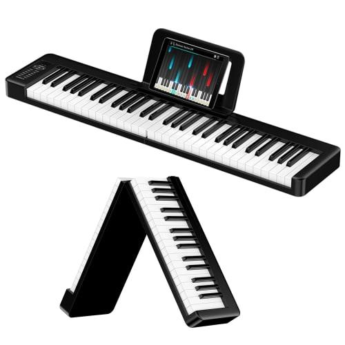 TERENCE X61A Folding Digital Piano with 61 Touch-Response Keys, Perfect for Beginners and Piano Practice, Portable Keyboard Piano with MIDI Compatible