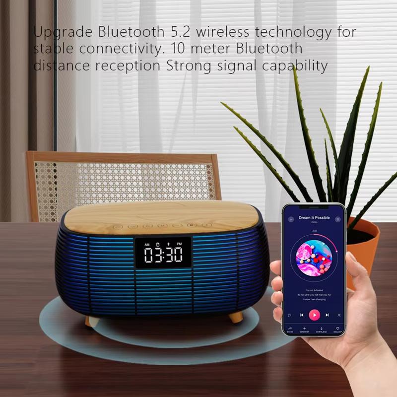 Bluetooth-динамик Беспроводная зарядка Будильник Сенсорный экран Светодиодная подсветка Атмосфера Высокое качество Настольный аудиосистема для кровати