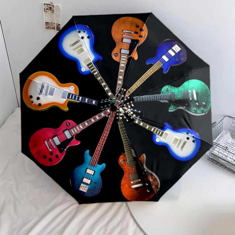 1PC electric guitar Umbrella Portable Folding Umbrella Iron Frame Hole Bone Structure Outdoor Home Umbrella A11