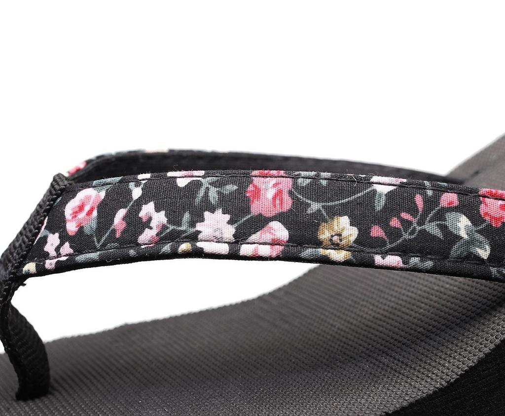 Женские нескользящие шлепанцы на танкетке из ткани с цветочным принтом 2019 года — летняя пляжная обувь в корейском стиле