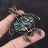 Медный кулон с мульти-бирюзой, кулон, обмотанный медной проволокой, ювелирные изделия из драгоценных камней, ручная работа, кулон в виде черепахи, украшения из медной проволоки, подарок для мамы