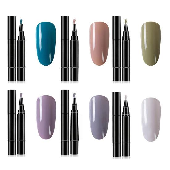 1/6Pcs Nail Polish Pen 3-in-1 Quick Dry Long Lasting High Gloss DIY Manicure Nail Art Natural Nude Women Girls Fingernail Toenail Gel Polish Pen