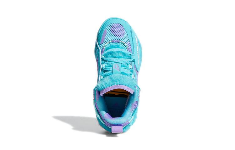 Корпорация монстров. x Adidas Dame 7 EXTPLY Тканевые кроссовки для баскетбола средней высоты Небесно-голубые Детские Возраст 3-7 лет S28977
