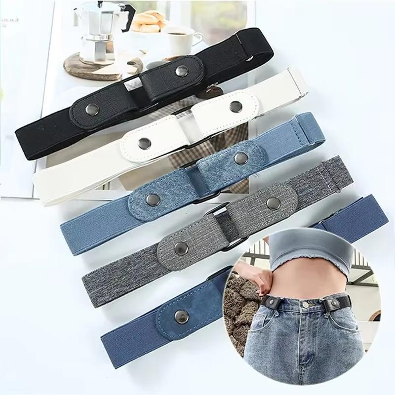 1Pc New Adjustable Elastic Belt For The Waist, Invisible , Belts Without Buckle For Women And Men, Jeans, Dress , Easy To Use