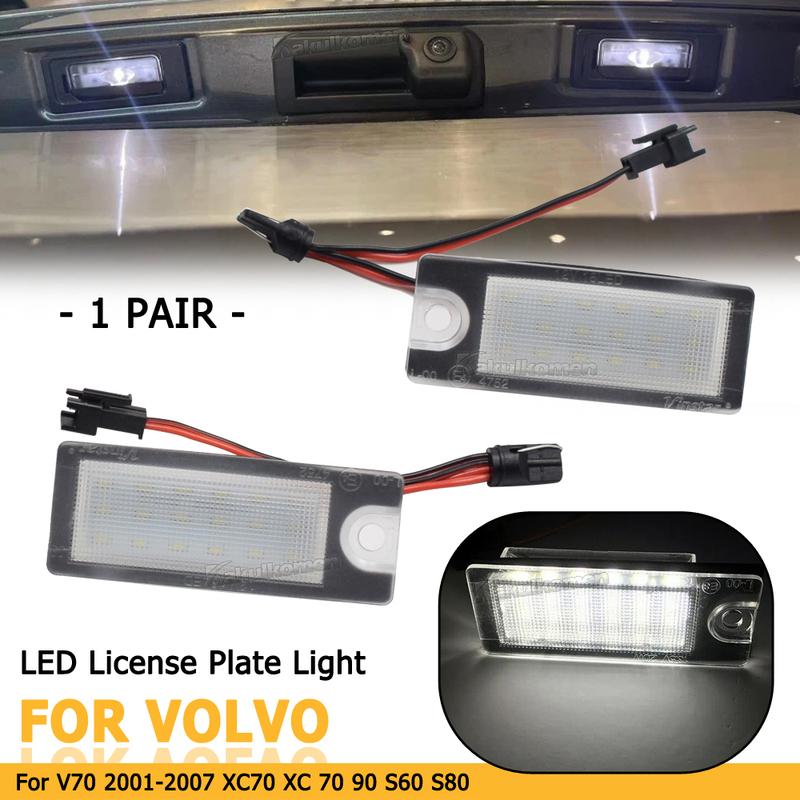 NO Error Free LED Number Plate Lamp For Volvo V70 XC70 2001-2007 XC90 2003 S80 1999-2003 S60 2001-2006 LED License Plate Light