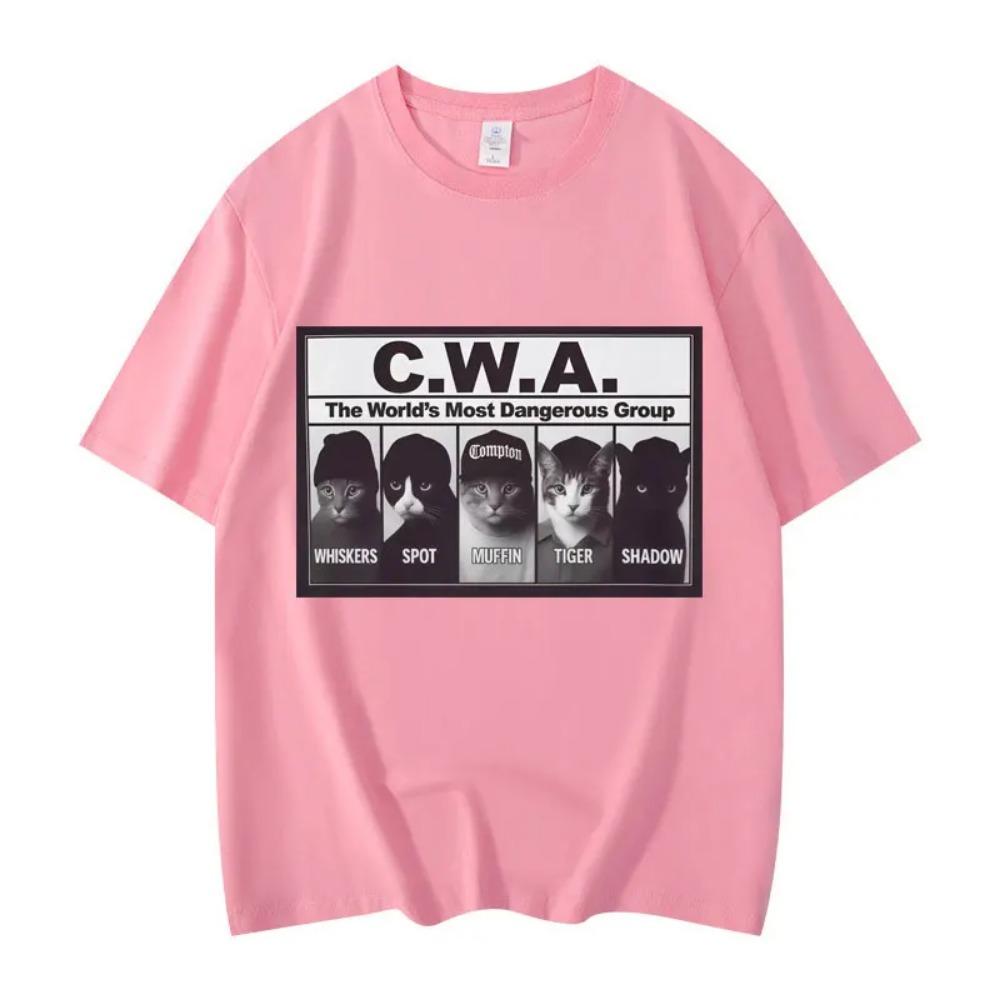 CWA Самая опасная группа в мире Смешной мем про кота Графические футболки Мода Винтаж Футболка с коротким рукавом Унисекс Хлопковые футболки