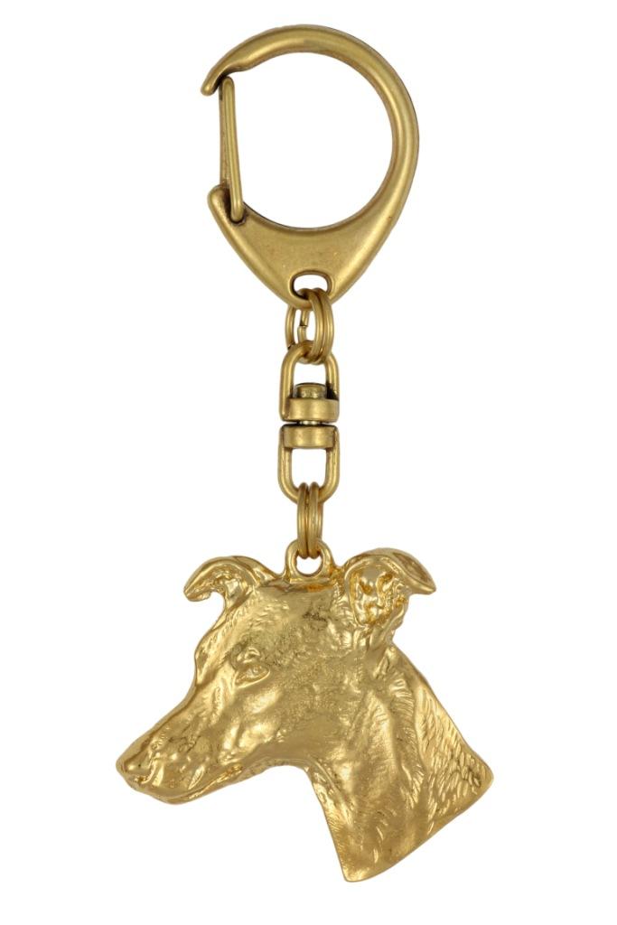 Whippet - Gilded Key Ring with Dog In Gift Box, Handbag Decoration, Luxury Accessory by Art-Dog Brand