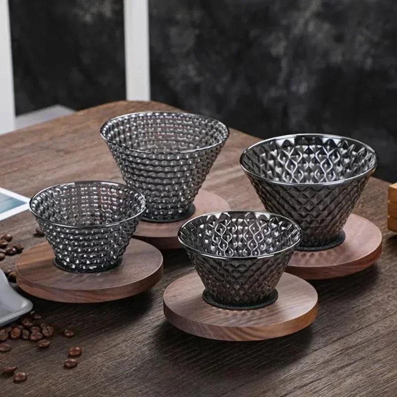 Фильтр-чашка из боросиликатного стекла с деревянным поддоном, фильтр для кофе, конический погружной кофейник, капельница