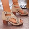 Fashion Women Fashion Strap Sexy High Heel Sandals Woman Roman Hollow Pumps Lace-up Peep Toe Sandals Casual Chunky High-heeled Sandals
