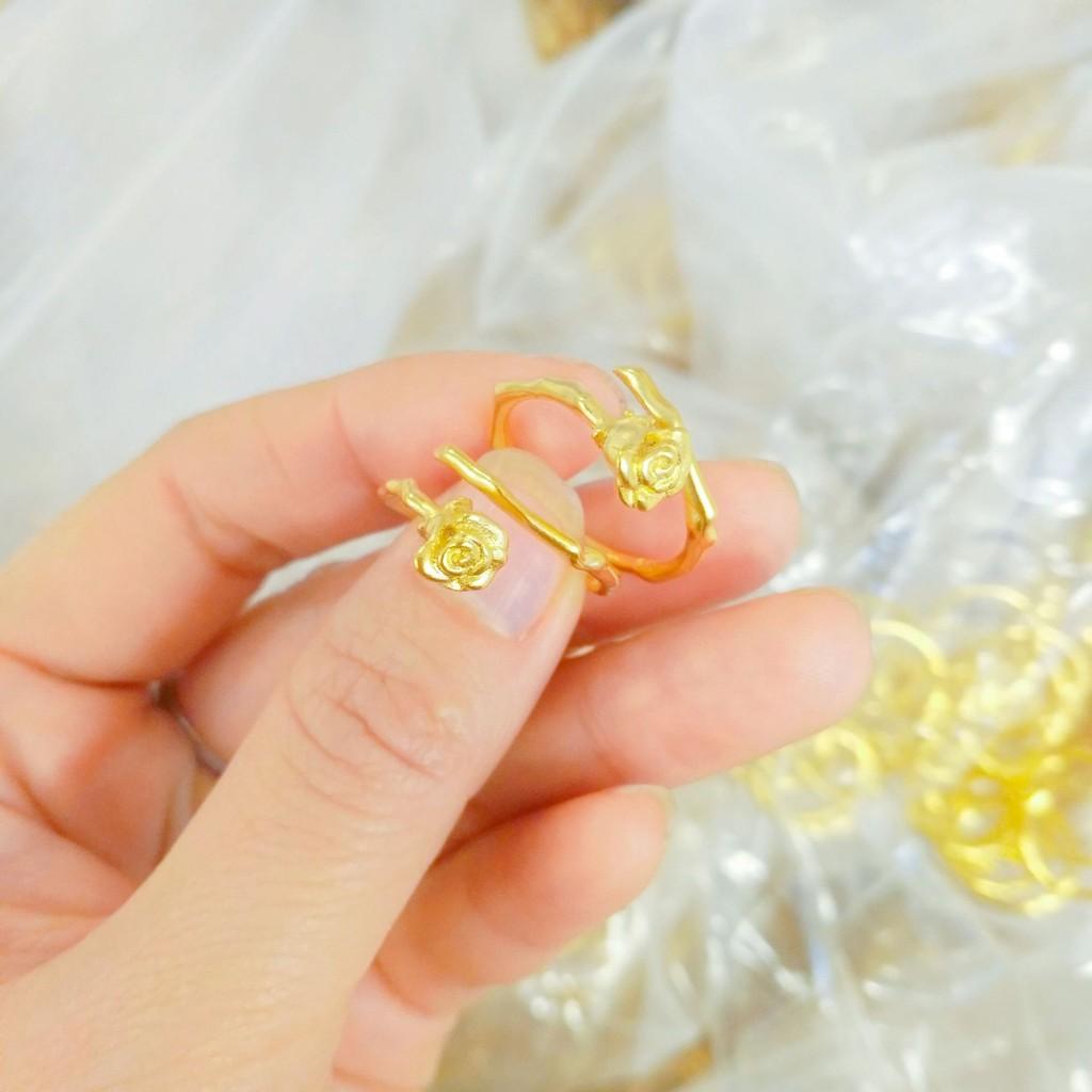 Элегантное вьетнамское кольцо из песочного золота в виде розы, регулируемое, с медным покрытием, для женщин