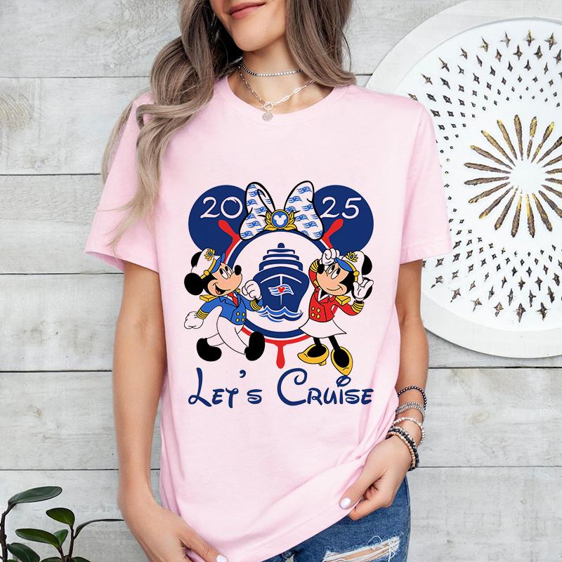Mouse Cruise Printed Unisexs Tshirt Summer Fashion Pure Cotton Shortsleeved Casual Top Trendy and Casual