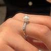 Micro-Inlaid Zircon Pearl Ring Women'S Niche High-End Sense Exquisite Light Luxury Elegant Personality Temperament Versatile Ring Ring