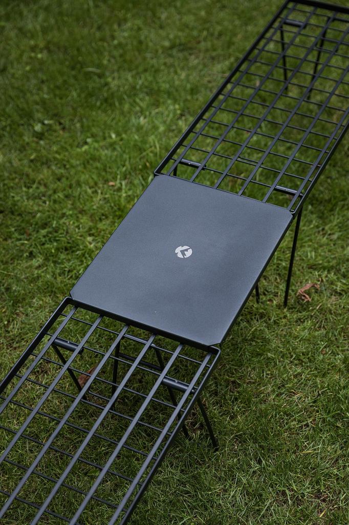 CAMPING MOON Minimal Rack, Connectable Aluminum Top and Half Top, Set of 2, Black, Black Gear, T-229-9BK-2P