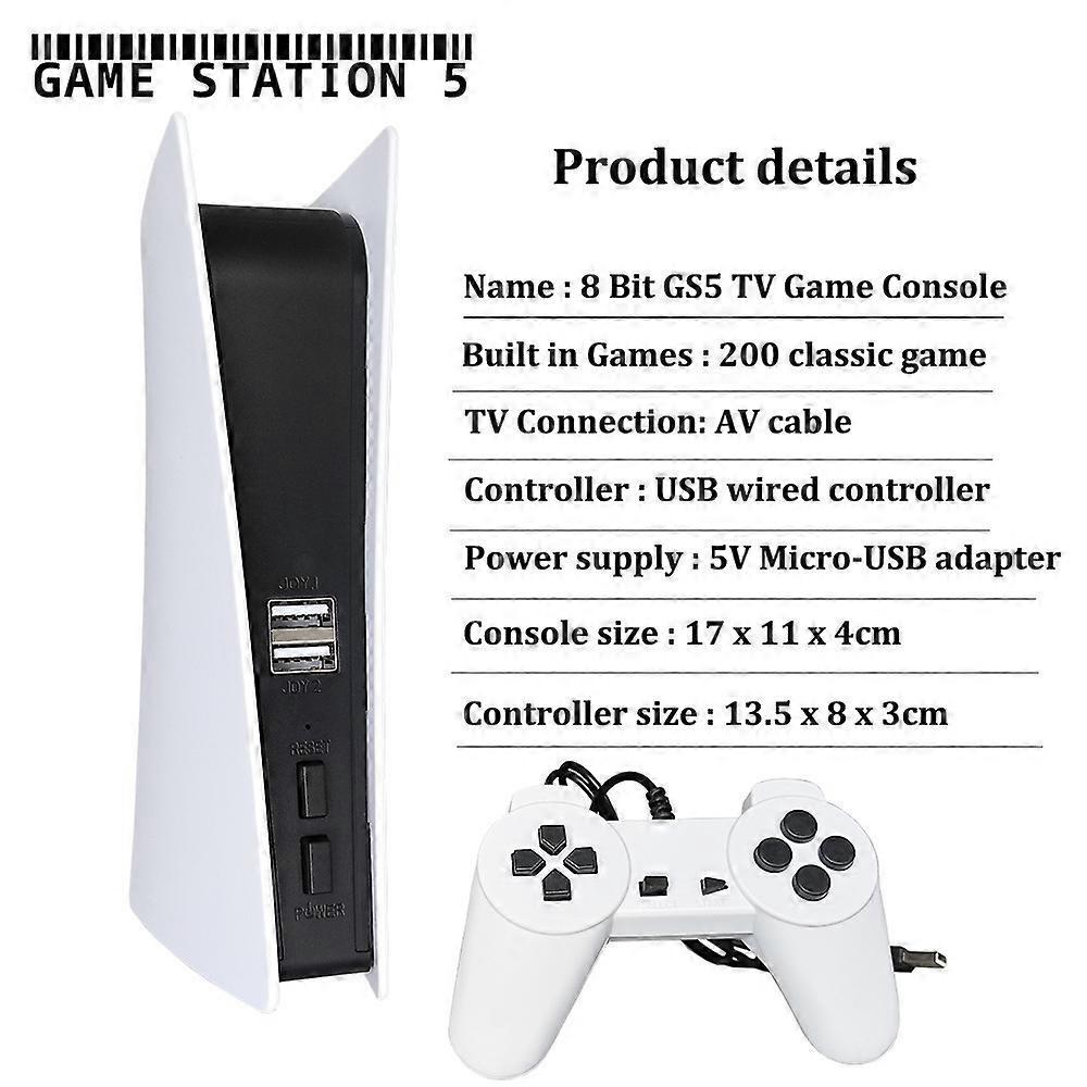 GS5 Game Console 8 Bit USB Handheld Game Player 200 Classic Games AV Output