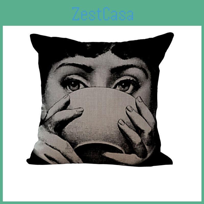 Льняная наволочка Piero Vintage Fornasetti с лицом, накидка на поясничную подушку, новая наволочка