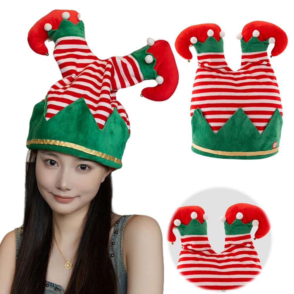 Рождественская шапка, поющая и танцующая, очаровательные штаны Санта-эльфа, шапки для женщин и мужчин, дышащая шапка, карнавальный костюм для вечеринки на открытом воздухе