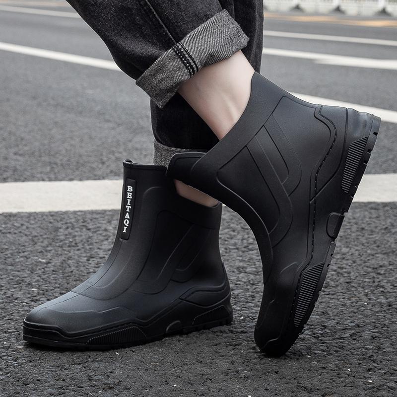 Рабочие ботинки для мужчин и женщин, повседневные короткие водонепроницаемые ботинки из флиса, теплые, нескользящие, износостойкие, дождевые ботинки